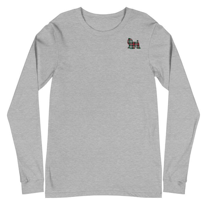 "Plaid Maltese" Long Sleeve Tee