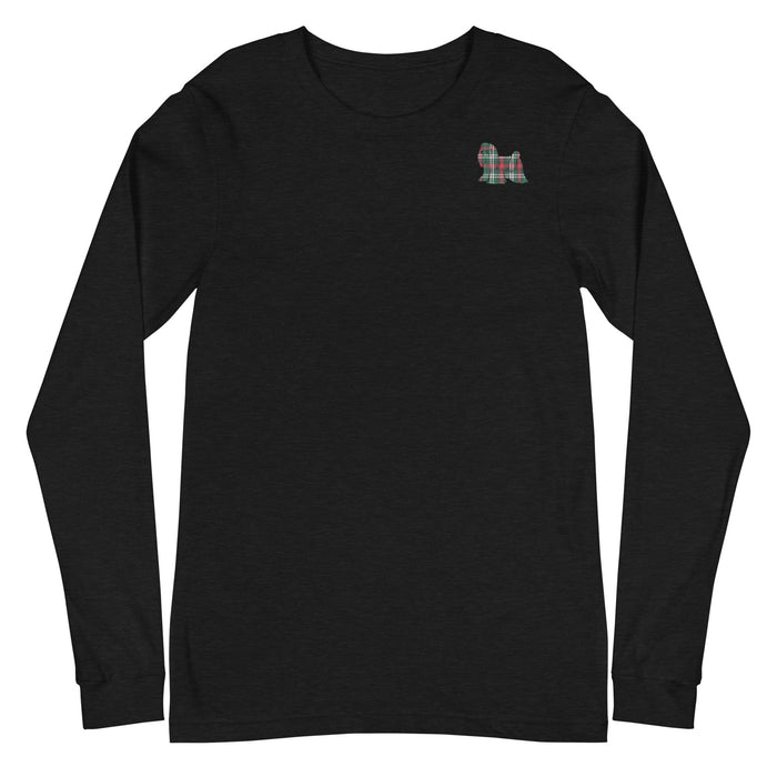 "Plaid Maltese" Long Sleeve Tee