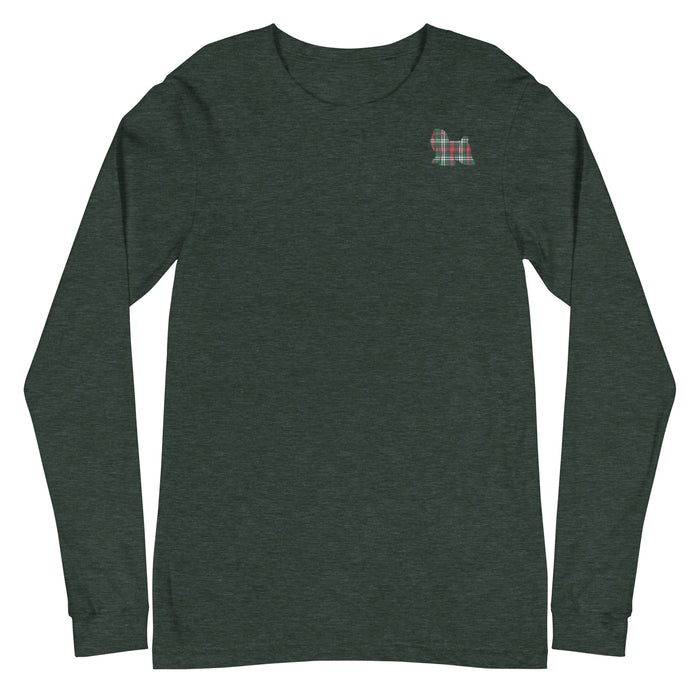 "Plaid Maltese" Long Sleeve Tee