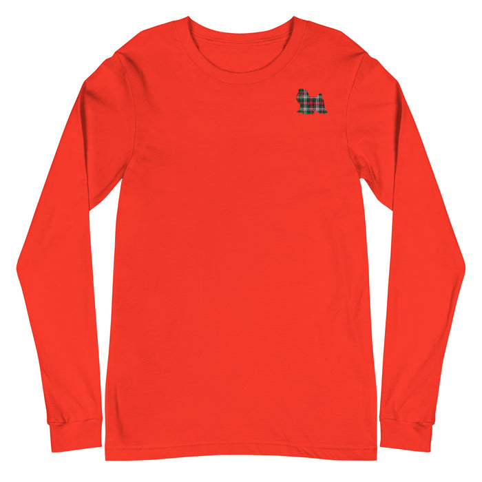 "Plaid Maltese" Long Sleeve Tee
