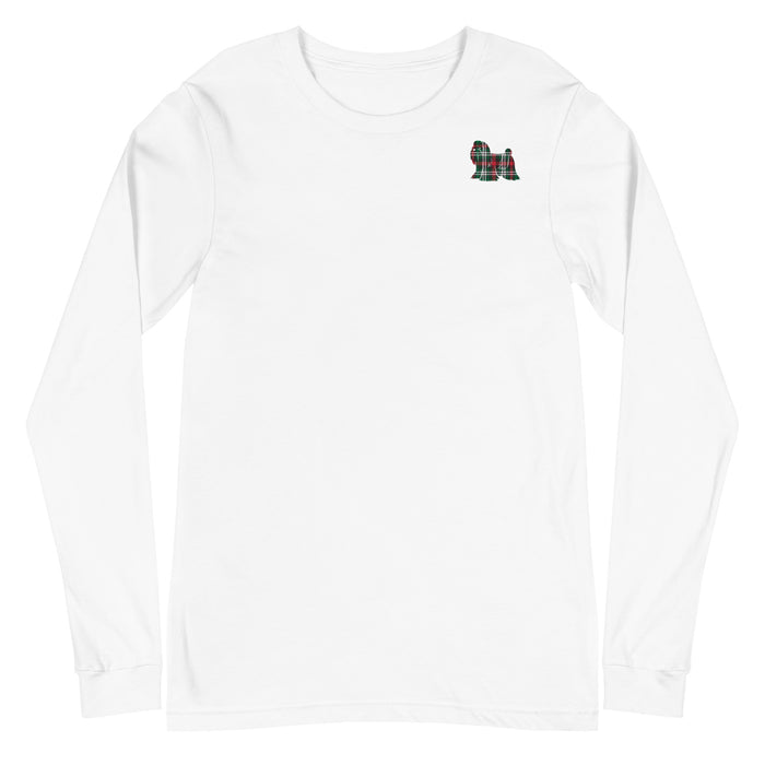 "Plaid Maltese" Long Sleeve Tee
